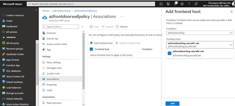 Azure Web Application Firewall on Azure Front Door